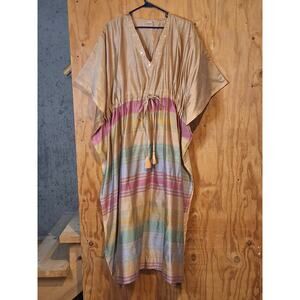 Sewa Ruaab Handwoven in India Dress OS Stripes Sequins Tasseled Party Evening